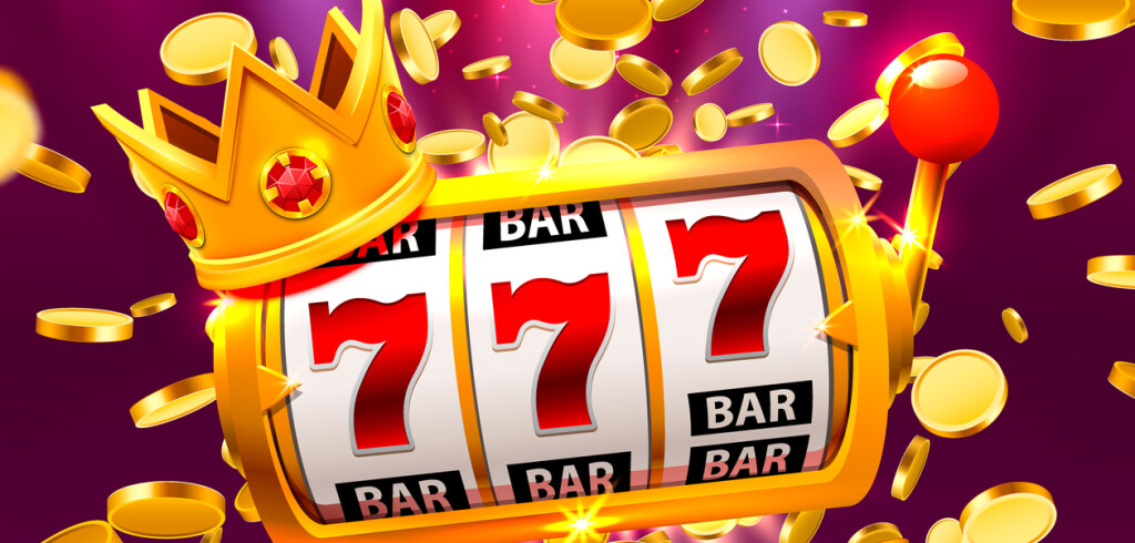 King slots 777 banner casino on the coins background. Vector illustration